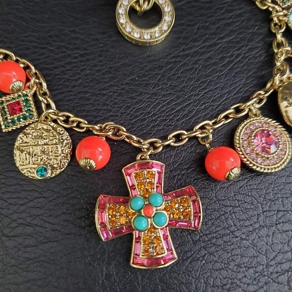 Heidi Daus Long Statement Necklace from Summer Swag Set Gold Plate Multi-colored - Picture 2 of 9